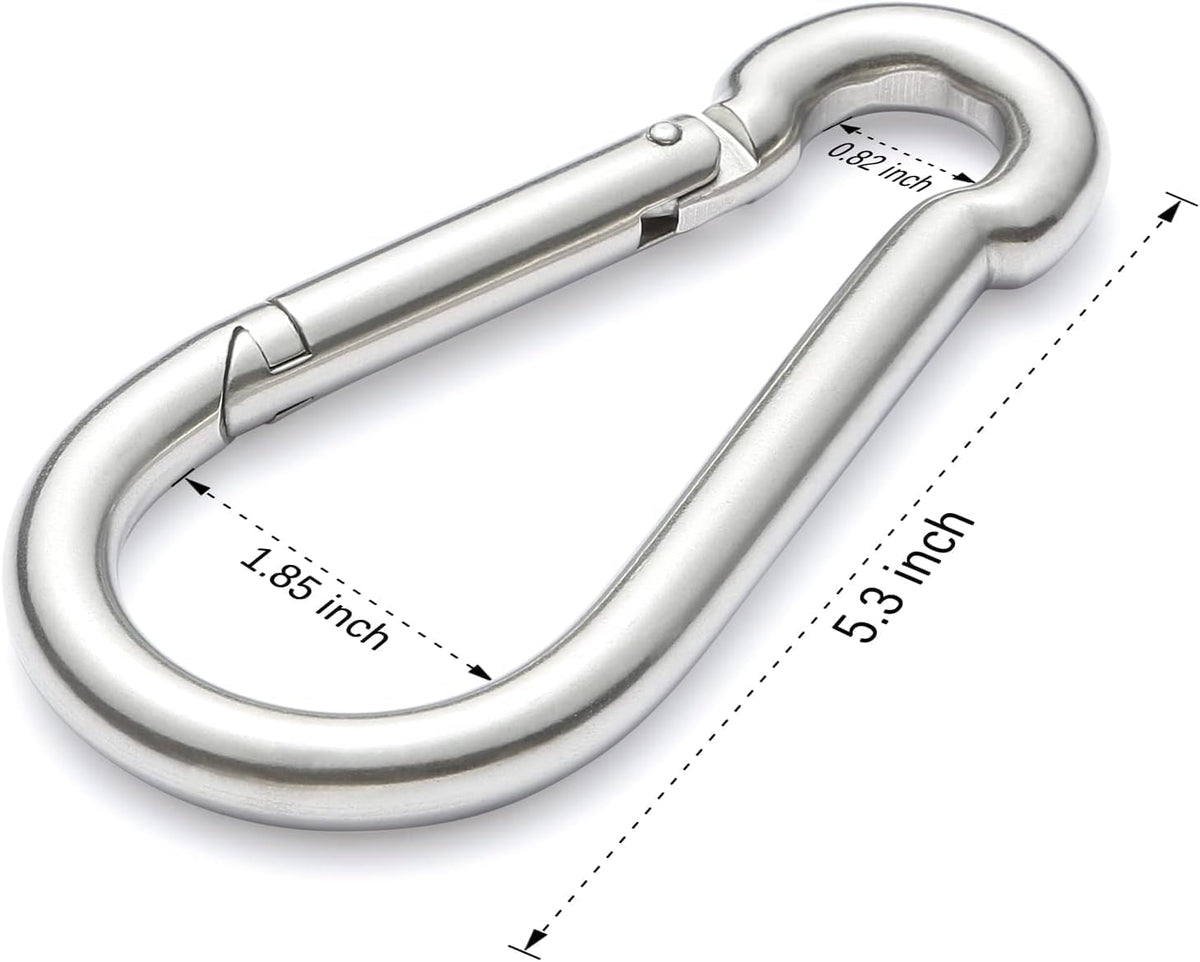 Stainless Steel Spring Snap Hook Carabiner - 304 Stainless Steel Caribeener Clips, Set of 6