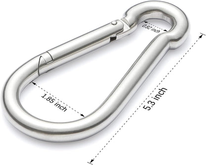 Stainless Steel Spring Snap Hook Carabiner - 304 Stainless Steel Caribeener Clips, Set of 6