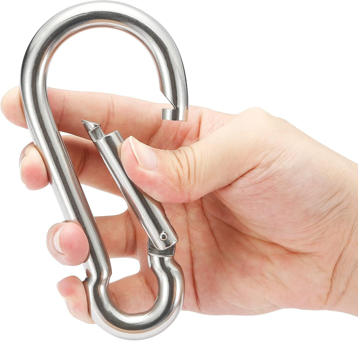 Stainless Steel Spring Snap Hook Carabiner - 304 Stainless Steel Caribeener Clips, Set of 6