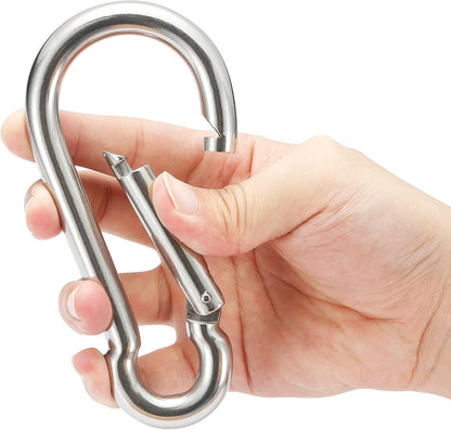 Stainless Steel Spring Snap Hook Carabiner - 304 Stainless Steel Caribeener Clips, Set of 6