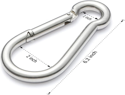 Stainless Steel Spring Snap Hook Carabiner - 304 Stainless Steel Caribeener Clips, Set of 6
