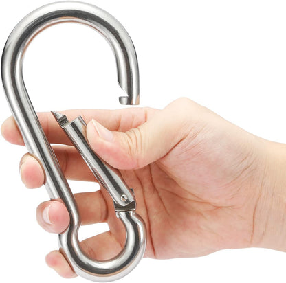 Stainless Steel Spring Snap Hook Carabiner - 304 Stainless Steel Caribeener Clips, Set of 6