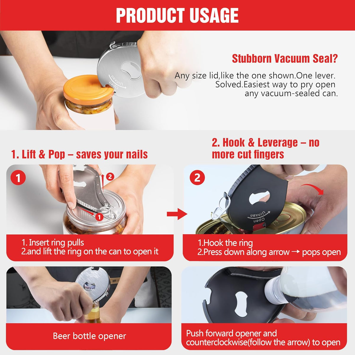 Multifunction Bottle Opener-Ideal for Weak Hands & Seniors Arthritis