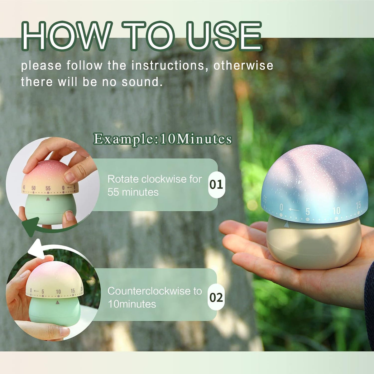 2pcs Cute Kitchen Timer for Kids,Mechanical Egg Timer for Cooking.