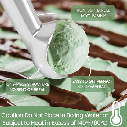 Ice Cream Scoop, Nonstick Anti-Freeze Ice Cream Scooper, 7 Inch | 2 PCS Aluminum Scooper Spoon, Easy Clean, Heavy Duty Durable Design for Gelato, Cookie, Sorbet, Almond