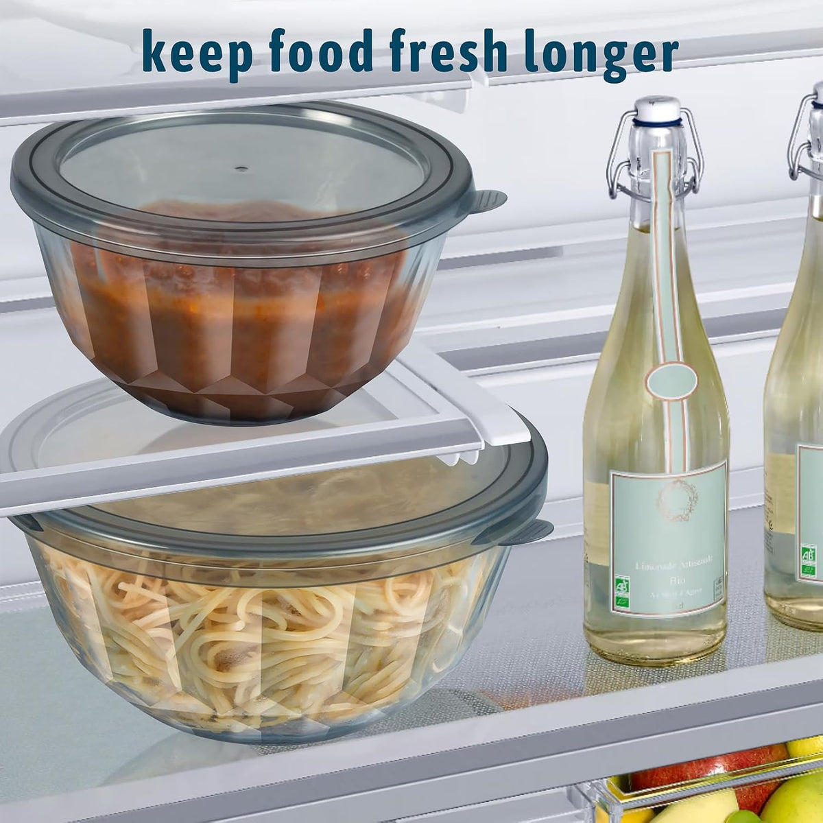 Glass Mixing Bowls with Airtight Lids, 5 PCS Thick Glass Nesting Bowls