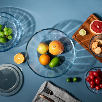 Glass Mixing Bowls with Airtight Lids, 5 PCS Thick Glass Nesting Bowls