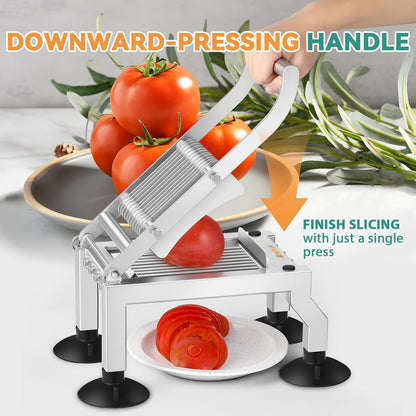 Commercial Tomato Slicer, 0.4"/10mm Stainless Steel | 8lb Lightweight, One-Press Downward Handle, Sharp Blades, 4 Suction Cups Base, for Tomato, Ham & Egg, for Restaurant & Home