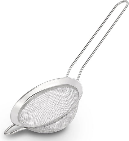 D Fine Mesh Strainer, Stainless Steel Sieve Sifter with Handle, 4-Inch