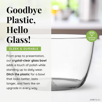 Glass Salad Spinner with Storage Lid, 6 Quart Borosilicate Glass Bowl, Push Button Drying Lid, BPA-Free Draining Basket Doubles as Serving Bowl & Colander, Lettuce, Vegetable, & Fruit Washer