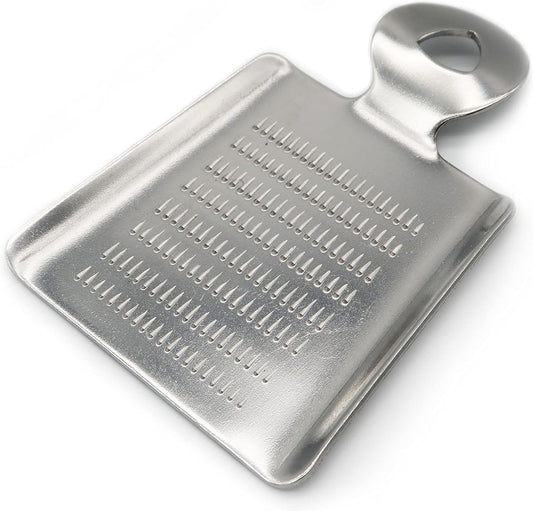 Mini Grater for Small Portion of Whole Nutmeg, Cinnamon Sticks, Fresh Turmeric, Ginger, Garlic, Wasabi, etc. Stainless Steel, Made in Japan Silver 3.6 inch x 2.4 inch x 0.3 inch 00023-110