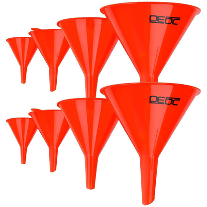 8Pcs Funnels for Automotive Use Plastic Oil Gas Funnels Set Multi-Size | Mini Small to Large Funnel for Filling Bottles Automotive Maintenance Household Garage Kitchen Refueling