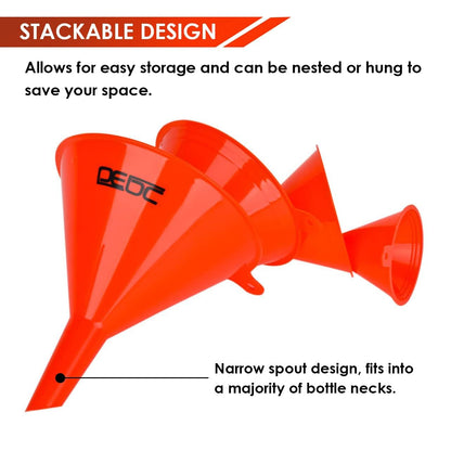 8Pcs Funnels for Automotive Use Plastic Oil Gas Funnels Set Multi-Size | Mini Small to Large Funnel for Filling Bottles Automotive Maintenance Household Garage Kitchen Refueling