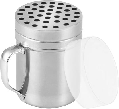 CUSINIUM 10oz Metal Parmesan Cheese Shakers with Large Holes - With Handle - Chili Flakes Dispensers - Pizza Shakers - Pack of 2 | Style: Coarse