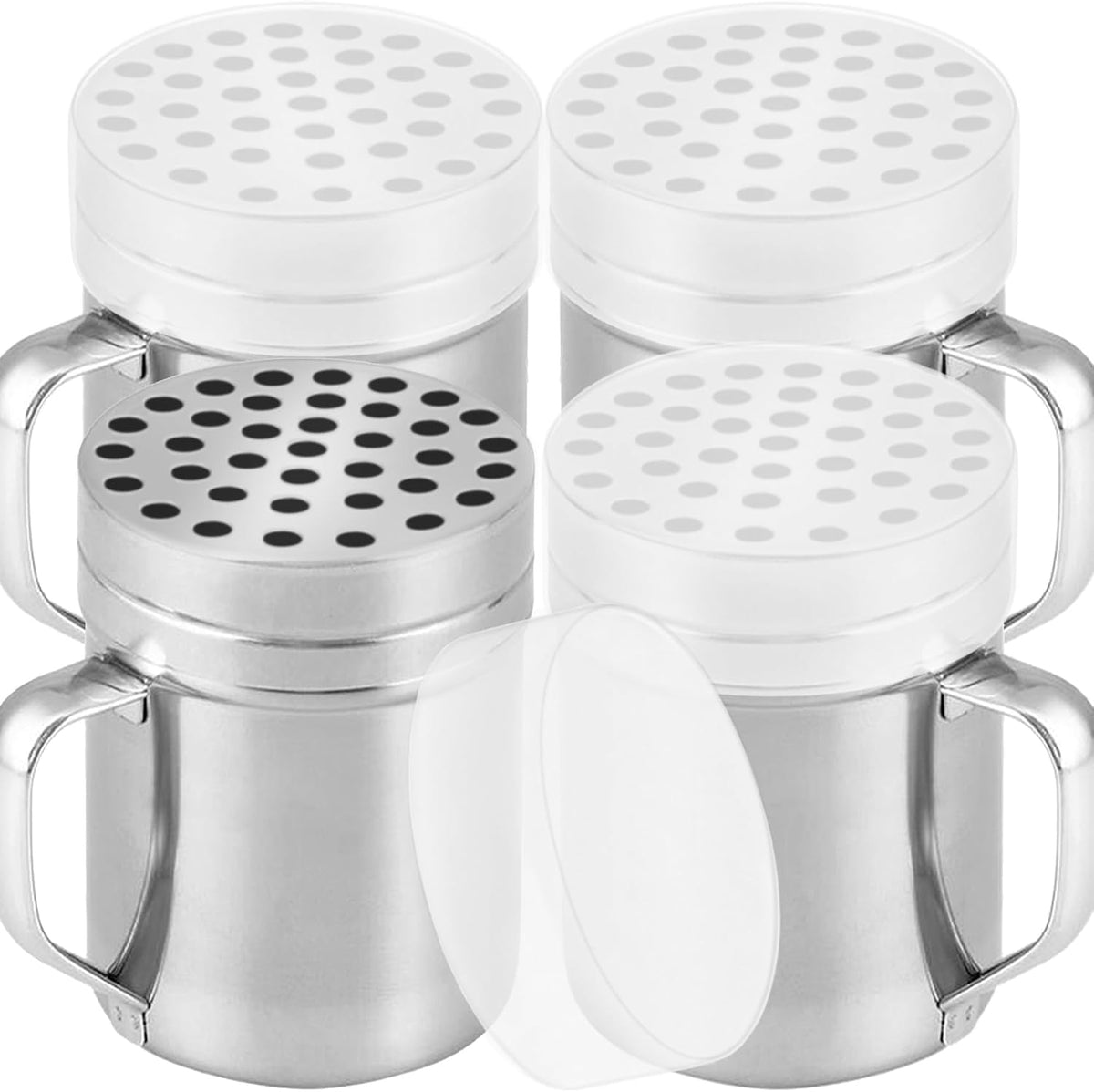 CUSINIUM 10oz Metal Parmesan Cheese Shakers with Large Holes - With Handle - Chili Flakes Dispensers - Pizza Shakers - Pack of 2 | Style: Coarse