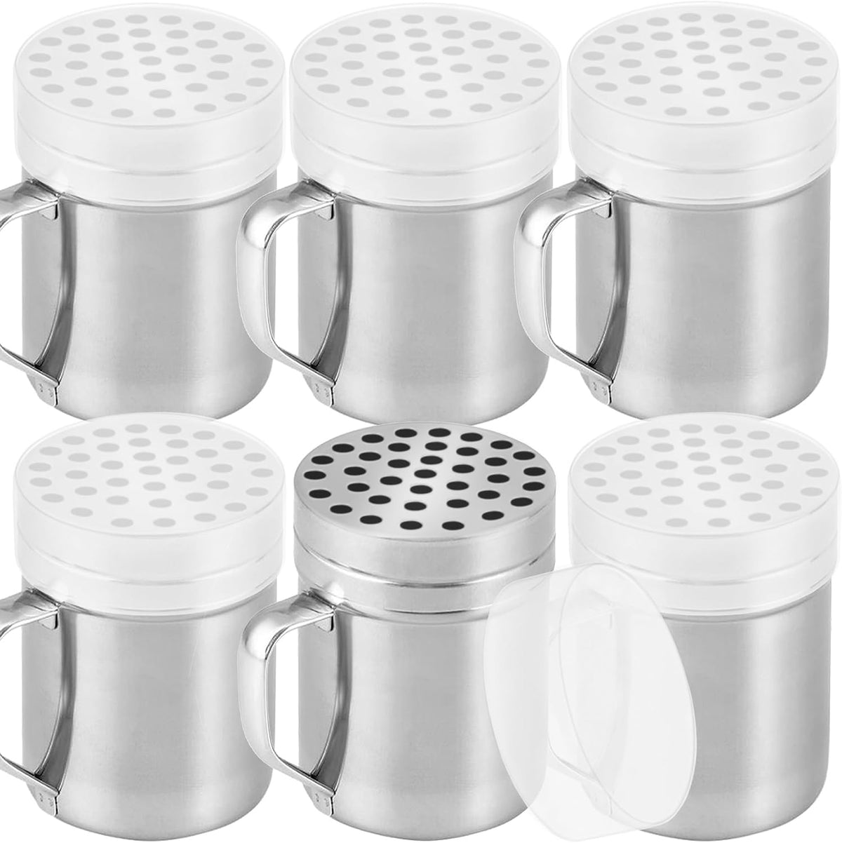 CUSINIUM 10oz Metal Parmesan Cheese Shakers with Large Holes - With Handle - Chili Flakes Dispensers - Pizza Shakers - Pack of 2 | Style: Coarse