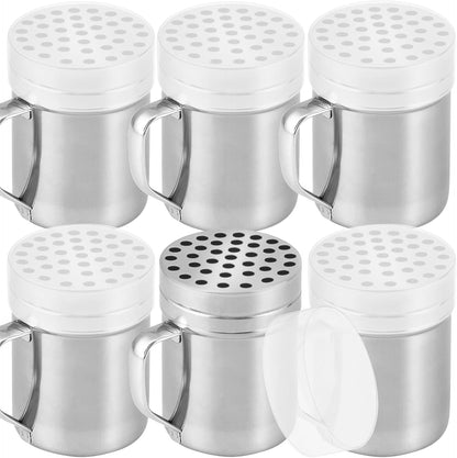 CUSINIUM 10oz Metal Parmesan Cheese Shakers with Large Holes - With Handle - Chili Flakes Dispensers - Pizza Shakers - Pack of 2 | Style: Coarse
