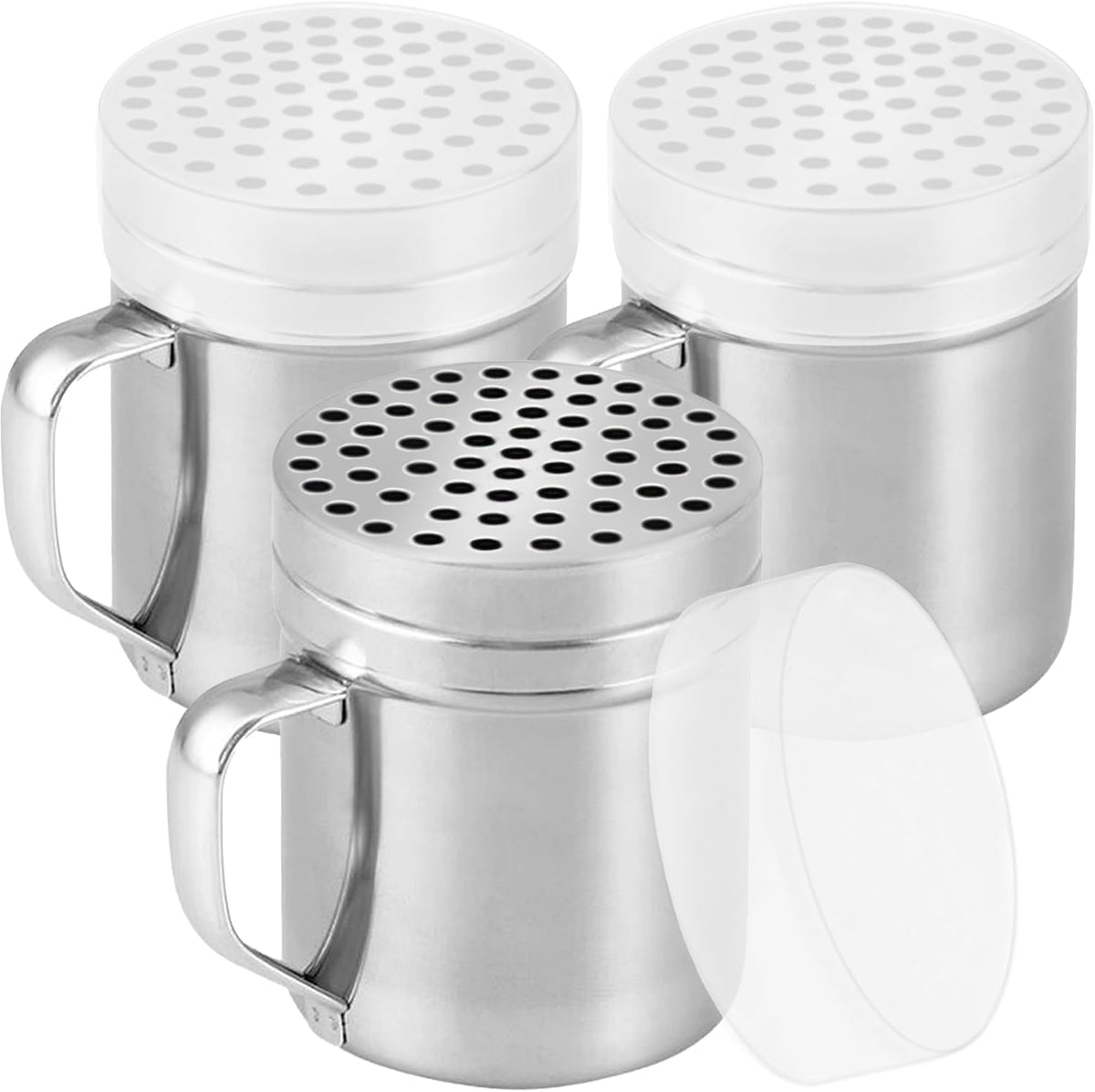 CUSINIUM 10oz Metal Parmesan Cheese Shakers with Large Holes - With Handle - Chili Flakes Dispensers - Pizza Shakers - Pack of 2 | Style: Coarse