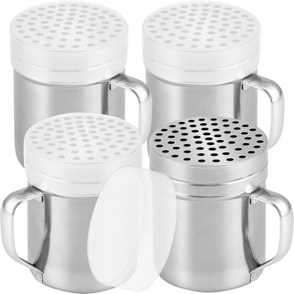CUSINIUM 10oz Metal Parmesan Cheese Shakers with Large Holes - With Handle - Chili Flakes Dispensers - Pizza Shakers - Pack of 2 | Style: Coarse