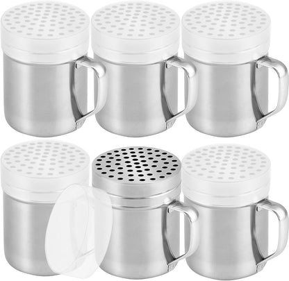 CUSINIUM 10oz Metal Parmesan Cheese Shakers with Large Holes - With Handle - Chili Flakes Dispensers - Pizza Shakers - Pack of 2 | Style: Coarse