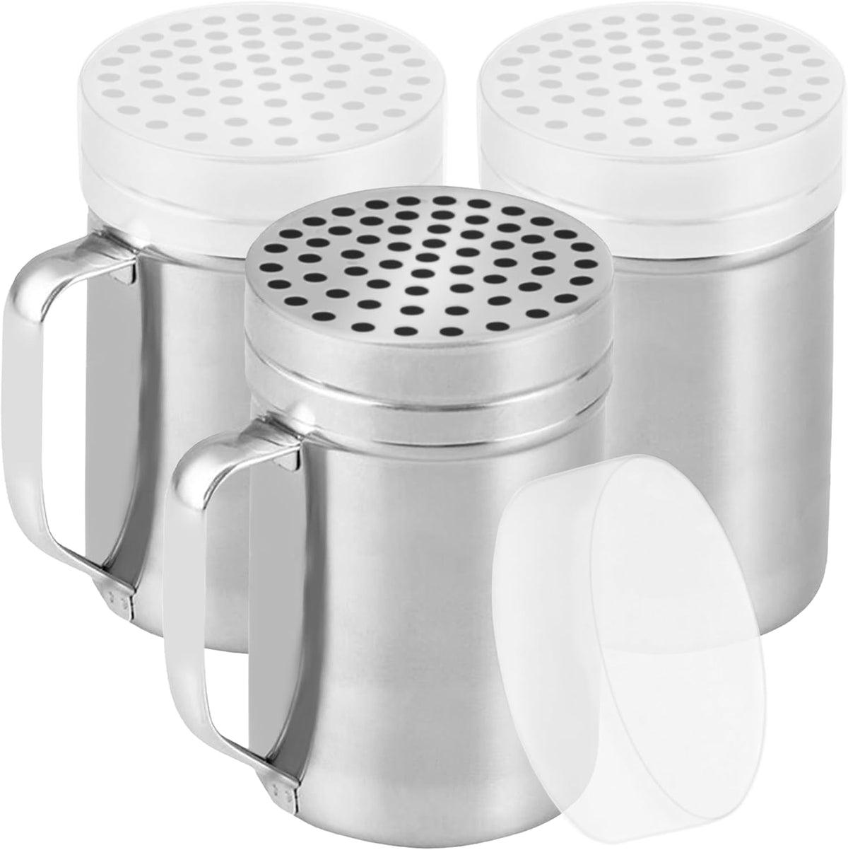 CUSINIUM 10oz Metal Parmesan Cheese Shakers with Large Holes - With Handle - Chili Flakes Dispensers - Pizza Shakers - Pack of 2 | Style: Coarse