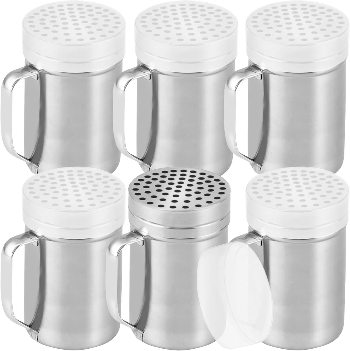 CUSINIUM 10oz Metal Parmesan Cheese Shakers with Large Holes - With Handle - Chili Flakes Dispensers - Pizza Shakers - Pack of 2 | Style: Coarse