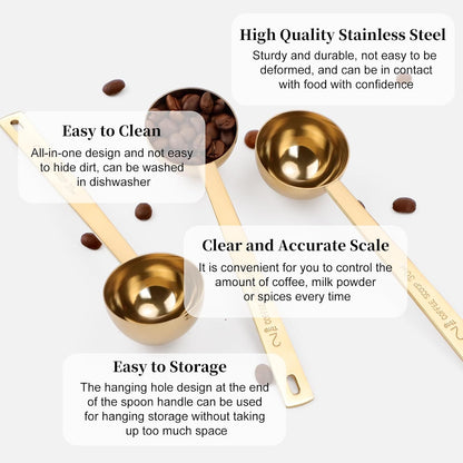 3Pcs Coffee Measuring Scoop Spoons, Stainless Steel Coffee Scoop