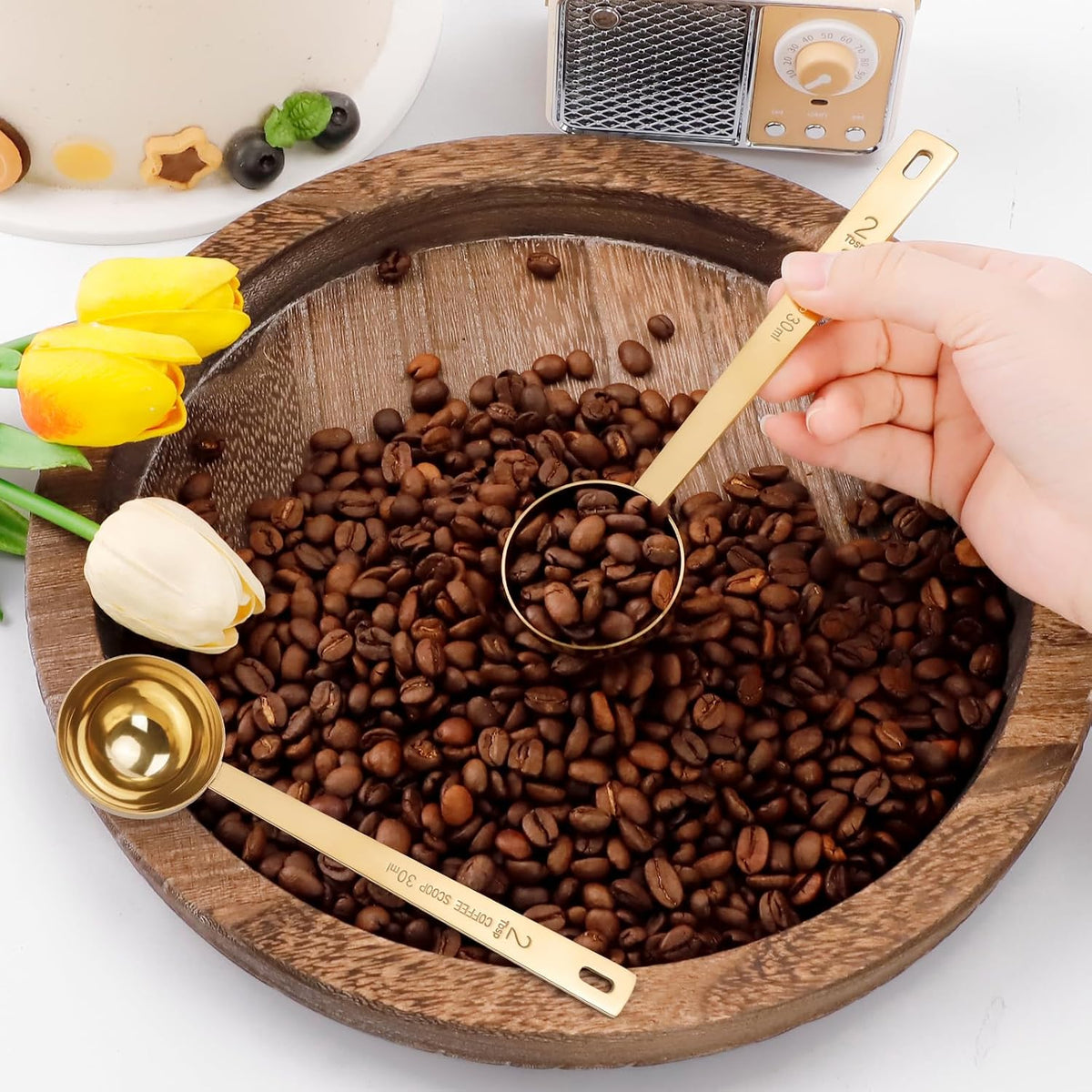 3Pcs Coffee Measuring Scoop Spoons, Stainless Steel Coffee Scoop