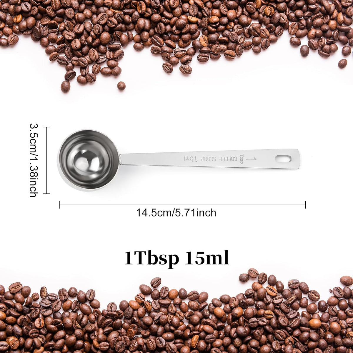 3Pcs Coffee Measuring Scoop Spoons, Stainless Steel Coffee Scoop