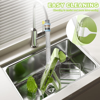 Safe Mandoline Slicer for Kitchen, Vegetable Slicer with Container, French Fry Cutter, All in 1 Julienne Slicer for Potato, Thickness Adjustable, Detachable Blade, Dishwasher Safe（Green）