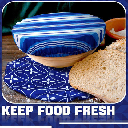 10 Pack Cloth Bowl Covers for Bread Rising - 5 Size Stretch Elastic Food Storage Container Lids - Reusable Cotton Fabric Covers for Food, Fruits, Leftovers (Stylish)