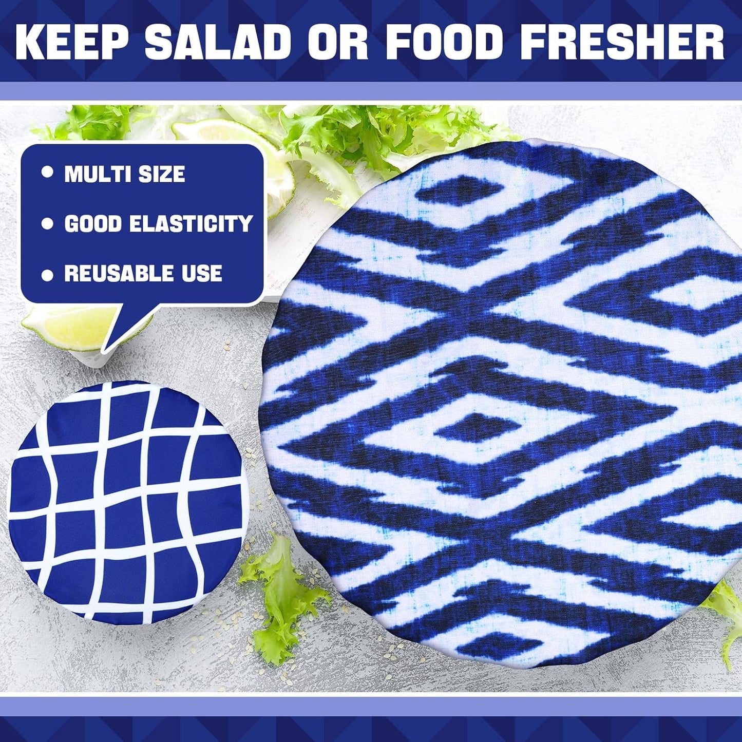 10 Pack Cloth Bowl Covers for Bread Rising - 5 Size Stretch Elastic Food Storage Container Lids - Reusable Cotton Fabric Covers for Food, Fruits, Leftovers (Stylish)