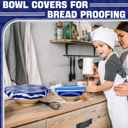 10 Pack Cloth Bowl Covers for Bread Rising - 5 Size Stretch Elastic Food Storage Container Lids - Reusable Cotton Fabric Covers for Food, Fruits, Leftovers (Stylish)