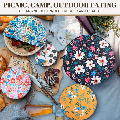 10 Pack Cloth Bowl Covers for Bread Rising - 5 Size Stretch Elastic Food Storage Container Lids - Reusable Cotton Fabric Covers for Food, Fruits, Leftovers (Stylish)