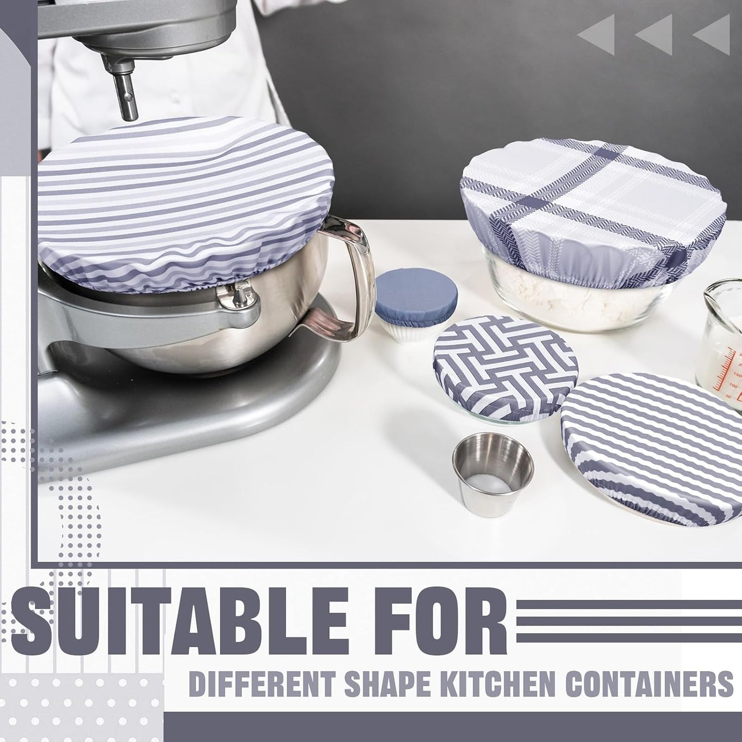 10 Pack Cloth Bowl Covers for Bread Rising - 5 Size Stretch Elastic Food Storage Container Lids - Reusable Cotton Fabric Covers for Food, Fruits, Leftovers (Stylish)
