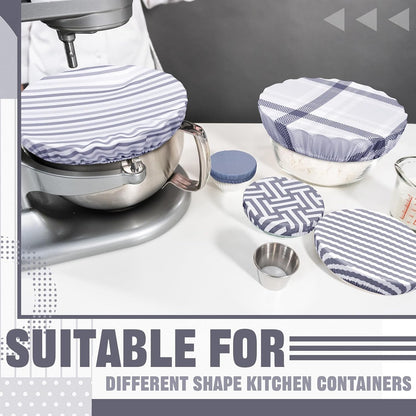 10 Pack Cloth Bowl Covers for Bread Rising - 5 Size Stretch Elastic Food Storage Container Lids - Reusable Cotton Fabric Covers for Food, Fruits, Leftovers (Stylish)