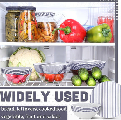 10 Pack Cloth Bowl Covers for Bread Rising - 5 Size Stretch Elastic Food Storage Container Lids - Reusable Cotton Fabric Covers for Food, Fruits, Leftovers (Stylish)