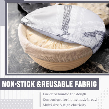 10 Pack Cloth Bowl Covers for Bread Rising - 5 Size Stretch Elastic Food Storage Container Lids - Reusable Cotton Fabric Covers for Food, Fruits, Leftovers (Stylish)