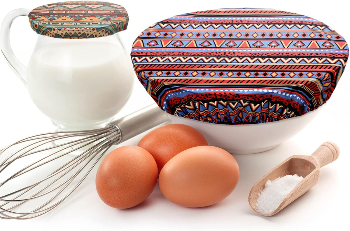 10 Pack Cloth Bowl Covers for Bread Rising - 5 Size Stretch Elastic Food Storage Container Lids - Reusable Cotton Fabric Covers for Food, Fruits, Leftovers (Stylish)