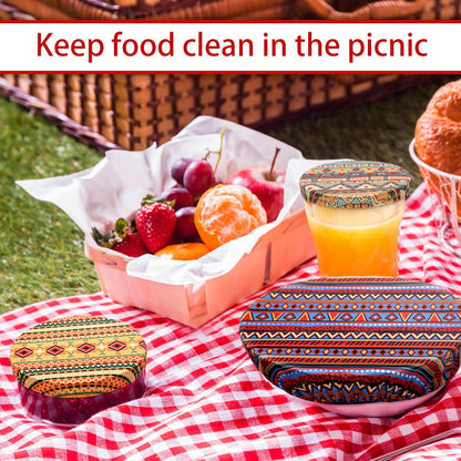 10 Pack Cloth Bowl Covers for Bread Rising - 5 Size Stretch Elastic Food Storage Container Lids - Reusable Cotton Fabric Covers for Food, Fruits, Leftovers (Stylish)