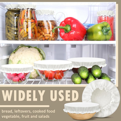 10 Pack Cloth Bowl Covers for Bread Rising - 5 Size Stretch Elastic Food Storage Container Lids - Reusable Cotton Fabric Covers for Food, Fruits, Leftovers (Stylish)
