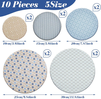 10 Pack Cloth Bowl Covers for Bread Rising - 5 Size Stretch Elastic Food Storage Container Lids - Reusable Cotton Fabric Covers for Food, Fruits, Leftovers (Stylish)