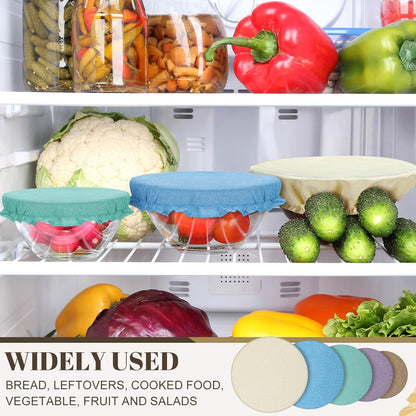 10 Pack Cloth Bowl Covers for Bread Rising - 5 Size Stretch Elastic Food Storage Container Lids - Reusable Cotton Fabric Covers for Food, Fruits, Leftovers (Stylish)