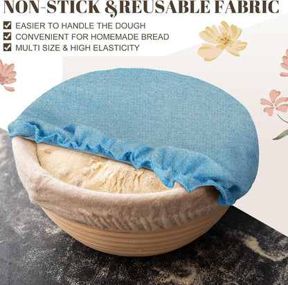 10 Pack Cloth Bowl Covers for Bread Rising - 5 Size Stretch Elastic Food Storage Container Lids - Reusable Cotton Fabric Covers for Food, Fruits, Leftovers (Stylish)