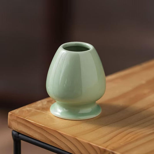 Matcha Whisk Holder, Ceramic Chasen Stand for Bamboo Matcha Whisk, Japanese Matcha Tea Set Accessory (Matcha Green)