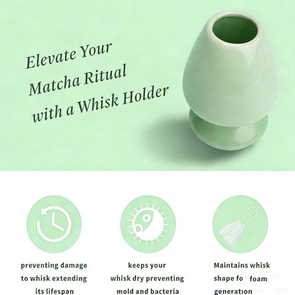 Matcha Whisk Holder, Ceramic Chasen Stand for Bamboo Matcha Whisk, Japanese Matcha Tea Set Accessory (Matcha Green)