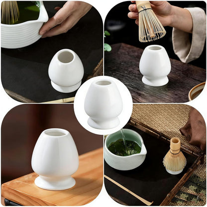 Matcha Whisk Holder, Ceramic Chasen Stand for Bamboo Matcha Whisk, Japanese Matcha Tea Set Accessory (Matcha Green)