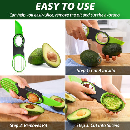 2 Pack Avocado Slicer Set, 3-in-1 Avocado Cutter Slicer