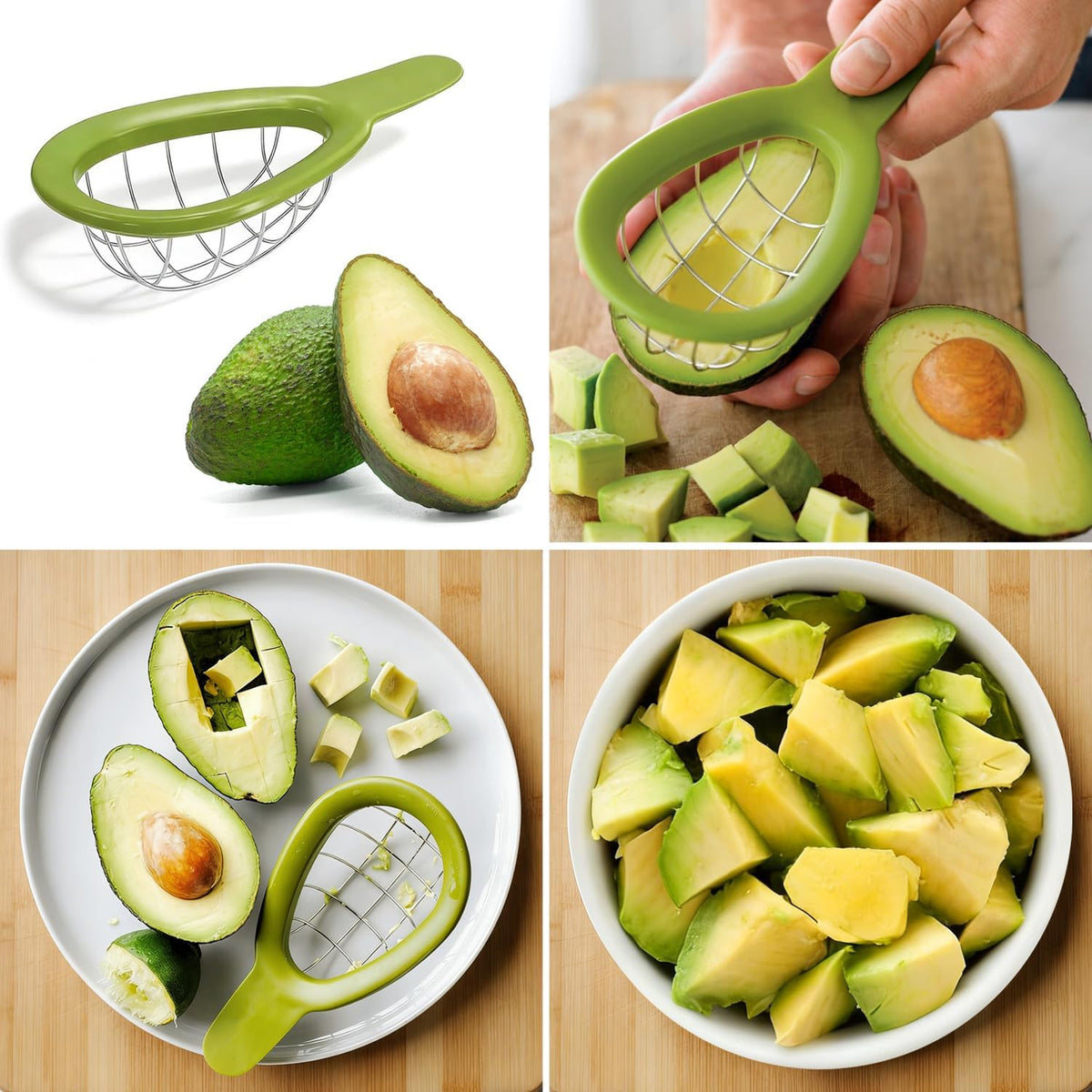 2 Pack Avocado Slicer Set, 3-in-1 Avocado Cutter Slicer