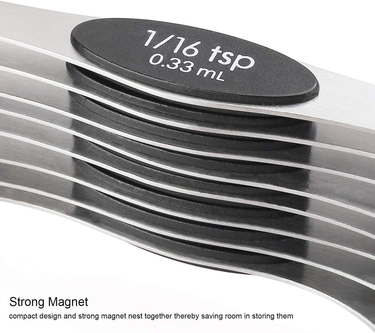 Magnetic Measuring Spoons Set of 9 Stainless Steel Dual Sided Teaspoon